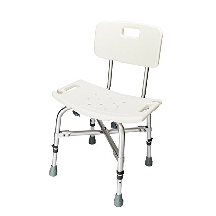 Mefeir Medical Shower Chair Bath Stool Transfer Bench Seat,Upgrade Framework SPA Bathtub Chair, Heavy Duty 450LBS No-slip Adjustable 6 Height (with Back)