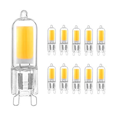 Ascher 10 pack G9 COB LED Bulbs , 2W, Equivalent to 20W Halogen Bulbs, 220LM, Warm White, AC 220-240V, Energy Saving Light Bulbs