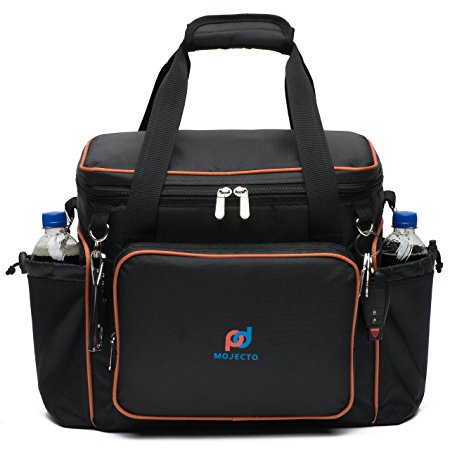 Extra Large Cooler Bag With Strong Bottom. 1680D Heavy-Duty Polyester, High Density Insulation, Heat-Sealed Peva Liner. Durable Zippers, Multiple Pockets, Shoulder Straps With Metal Clips.