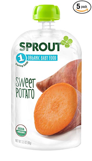 Sprout Organic Baby Food Stage 1 Pouches, Sweet Potato, 3.17 Ounce (Pack of 5)