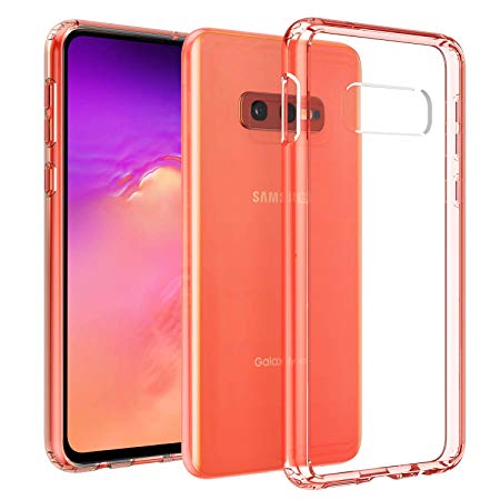 TiMOVO Compatible with Galaxy S10e Case, Soft Anti-Scratch TPU Bumper Cover and PC Hard Back Panel Cover Fit with Samsung Galaxy S10 e 5.8 inch 2019 - Clear Orange & Clear