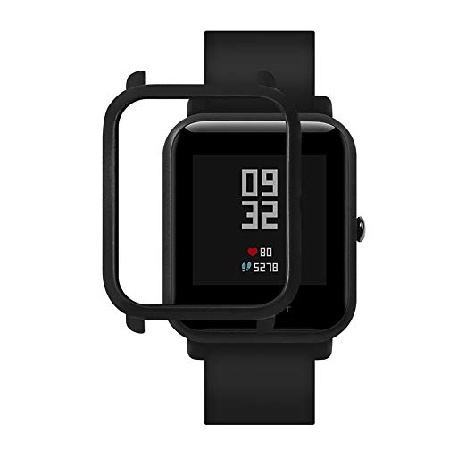 Xiaomi Huami Amazfit Watch Frame Case Protective Hard PC Bumper Case For Huami Amazfit Bip Bit Youth Edition Watch Case Bumper Cover For Huami Pace Lite Watch Shell Watch Case Cover (Black)