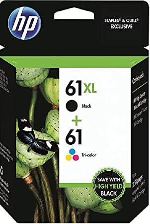 HP 61XL Black High Yield Original Cartridge & 61 Tri-Color Original Ink Cartridge