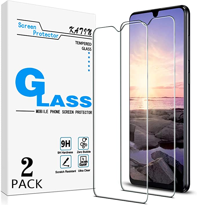 [2-Pack] KATIN For Samsung Galaxy A31 Tempered Glass Screen Protector No-Bubble, 9H Hardness, Easy to Install