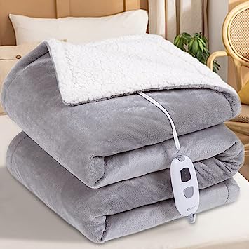 Shilucheng Heated Blanket, Machine Washable Extremely Soft and Comfortable Electric Blanket (Grey, 62"x84")