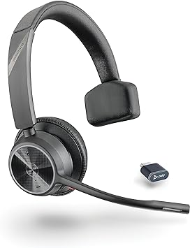 Poly Voyager 4310 UC Wireless Headset (Plantronics) - Single-Ear Bluetooth Headset w/Noise-Canceling Mic - Connect PC/Mac/Mobile via Bluetooth - Works w/Teams, Zoom, & More - Amazon Exclusive
