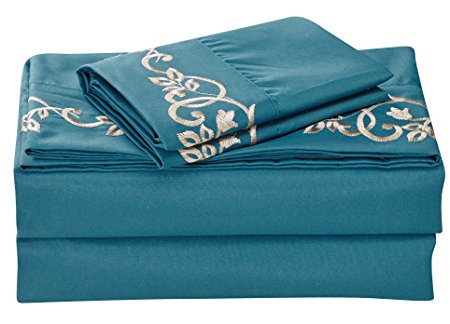 J.Home Fashions 1500 Thread Count Luxurious Comfortable Soft 4pc Bed Sheet Set (FULL, Teal)
