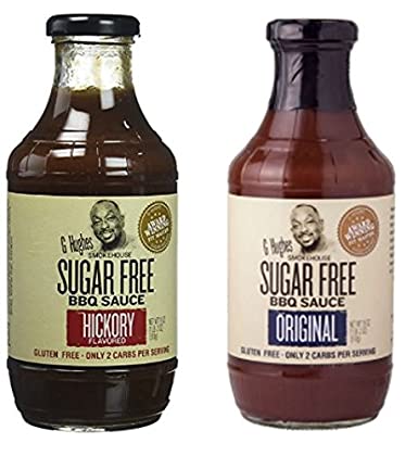 G Hughes Smokehouse Sugar Free BBQ Sauce, Hickory, 18 & SF Original 18 oz (Pack of 2)