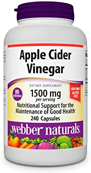Webber Naturals Apple Cider Vinegar 1500mg, High Potency, 240 Capsules, Non-GMO and Gluten Free