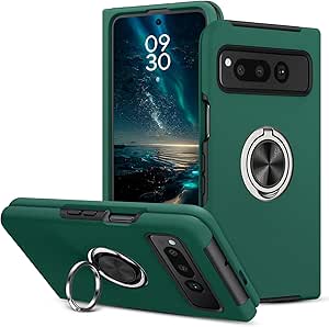 BENTOBEN for Google Pixel Fold Case(2023), [Full Hinge Protection] with 360° Ring Holder, Shockproof Slim Kickstand Magnetic Women Men Non-Slip Protective Phone Case for Pixel Fold 5G,Green