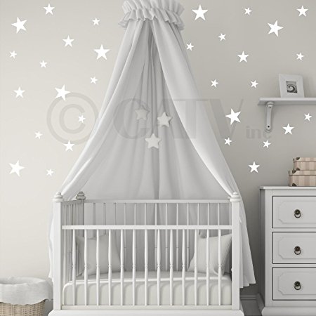 Stars Assorted Self Adhesive Wall Pattern Stickers (Set of 108, White)