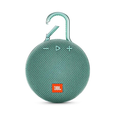 JBL JBLCLIP3TEAL Clip 3 Portable Waterproof Wireless Bluetooth Speaker - Teal, 6.5 X 4.3 X 2