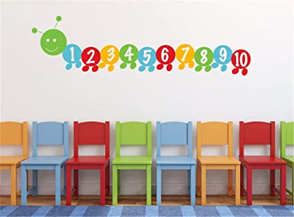 Ewdsqs Number Wall Decals Hungry Worm Number Counting Number Wall Decals - Number 1-10 Wall Sticker for Kid's Playroom Bedroom
