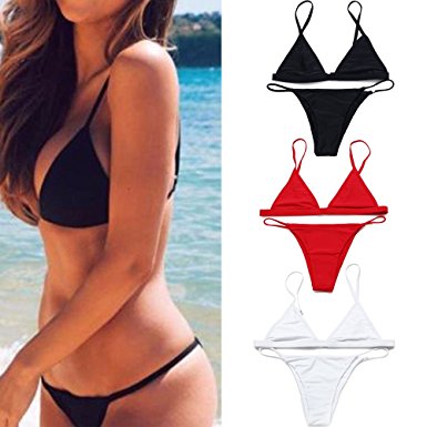 CROSS1946 Sexy Women's 2 Pcs Bikini cheeky Top Brazilian Bottom Swimwear Bikini Set