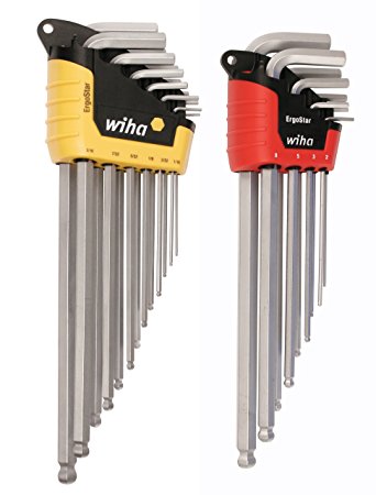 WIHA 66982    ErgoStar Ball End Hex L-Key, Inch and Metric, 22-Piece