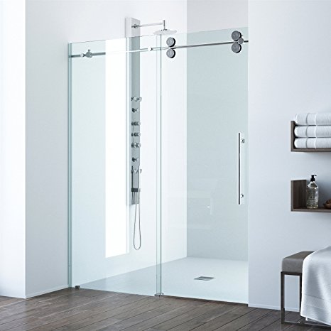 VIGO Elan 68 to 72-in. Frameless Sliding Shower Door  with .375-in. Clear Glass and Chrome Hardware