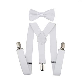 AWAYTR Child Kids Suspenders Bowtie Set - Adjustable Suspender Set for Boys and Girls