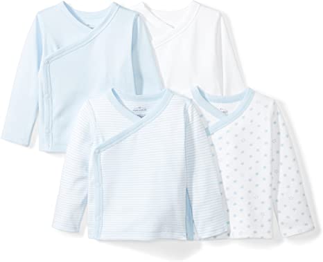 Moon and Back Baby Set of 4 Organic Long-Sleeve Side-Snap Shirts