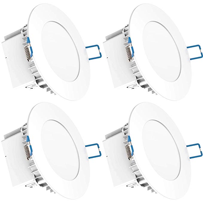 Sunco Lighting 4 Pack 4 Inch Slim LED Downlight, Integrated Junction Box,10W=60W, 650 LM, Dimmable, 5000K Daylight, Recessed Jbox Fixture, IC Rated, Simple Retrofit Installation - ETL & Energy Star