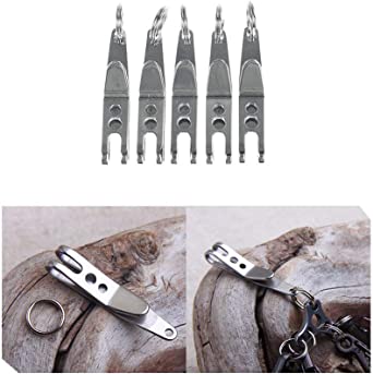 Acxico 5Pcs Mini EDC Gear Pocket Suspension Clip Hanger Tool Key Ring Keychain