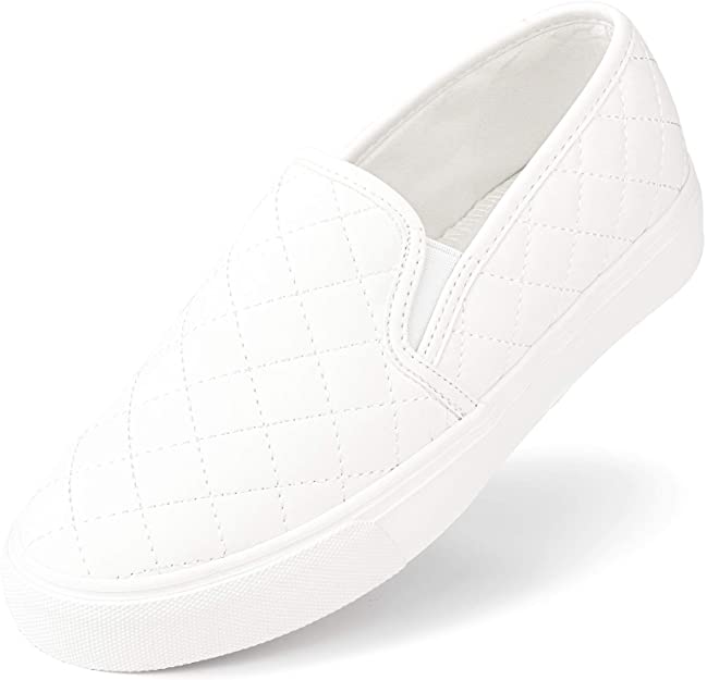 JENN ARDOR Women’s Slip On Sneakers Perforated/Quilted Casual Shoes Fashion Comfortable Walking Flats