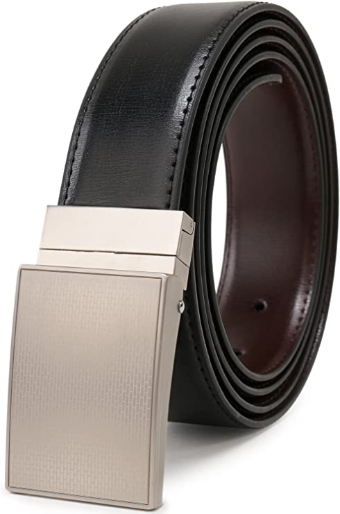 Beltox Fine Men's Dress Belt Leather Reversible 1.25" Wide Rotated Buckle Gift Box …