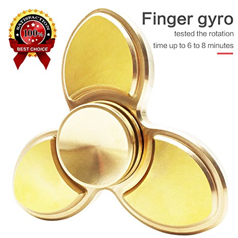 Fidget Hand Spinner - 100% Brass - Ceramic Bearing - High Speed 6-8Minute Toy Stress Reducer EDC Focus Relieves ADHD Anxiety and Boredom