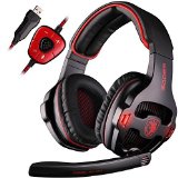 SADES SA903 71 Surround Sound USB PC Stereo Gaming Headset with Microphone Volume-Control LED light Black