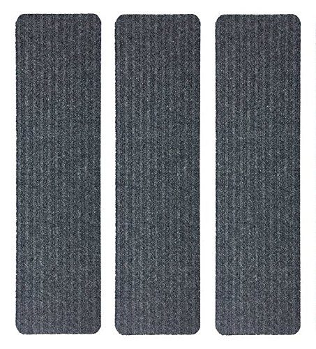 Stair Treads Collection Indoor Skid Slip Resistant Carpet Stair Tread Treads (Dark Grey, Set of 3 (8 in x 30 in))