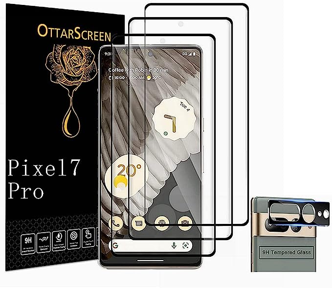 3 Pack for Google Pixel 7 Pro Screen Protector, 1 Pack Tempered Glass Camera Lens Protector【3 1 Pack】 Compatible Fingerprint, Easy Installation, 3D Glass 9H Hardness Tempered Glass Screen Protector for Google Pixel 7 Pro 5G