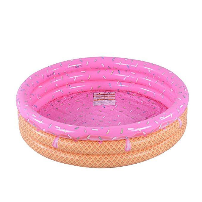 Kiddie Pool, Ice Cream 3 Ring Inflatable Pool for Kids, Ideal Water Pool in Summer, 45 Inches Inflatable Swimming Pool, for Ages 3