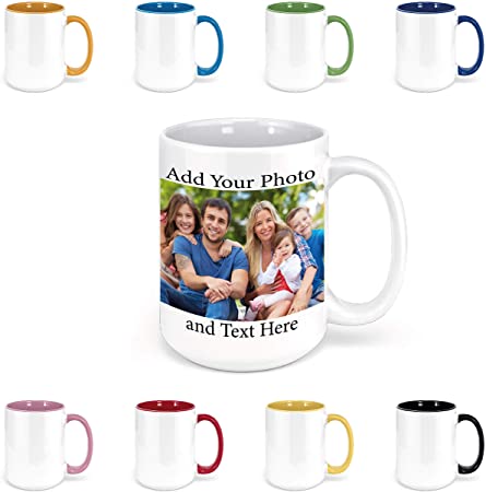 Custom Coffee Mugs - Personalized Coffee Mugs with Photo Text, Customized Ceramic Coffee Mug - Customizable Mug, Funny Mug, Personalized Gifts, Custom Mug with Photo - Add Your Photo - 15oz White