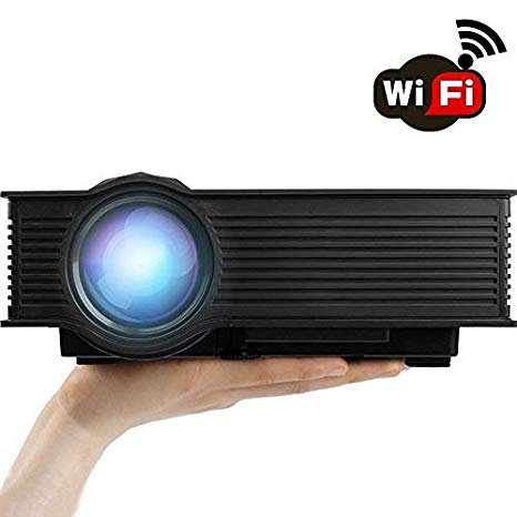 2019 Updated WiFi Wireless Projector, Support HD 1080P, ERISAN LCD LED Mini Smart Video Beam, Proyector for Home Theater Cinema Video Game (Black)