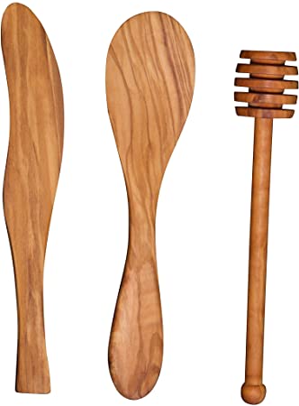 Scanwood Olive Wood Spreader Spoon Dipper set