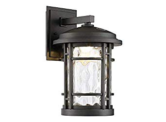 Altair 9" Led Outdoor Wall Lantern AL-2167 Burnished Bronze Finish with Clear Hammered Glass