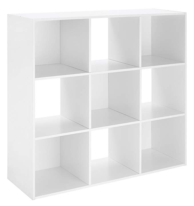 Whitmor Wood Storage Organizer, 9 Cube, White