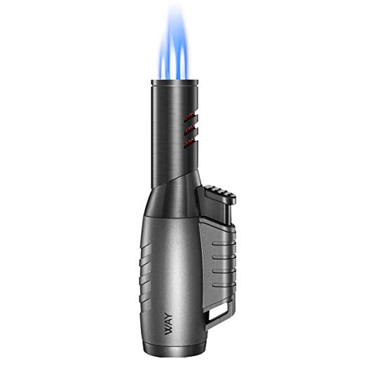 VVAY 3 Jet Flame Torch Fire Ignition Lighter Gas Butane Refillable for BBQ, Grill, Fireplace, Stove, Oven (Sold Without Gas)