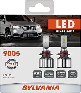 Sylvania 9005 LED Headlight Bulbs | 6000K Cool White Light - 2 Pack