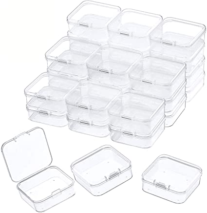 Abgream Plastic Beads Storage Containers - Mini Clear Square Box Empty Case with Lid for Earplugs, Pills, Jewelry, Hardware or Any Other Small Craft