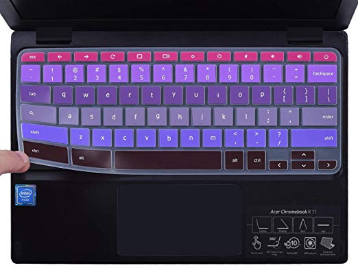 CaseBuy Compatible with Keyboard Cover Skin Acer Premium R11 / Chromebook 11 CB3-131 CB3-132 / Chromebook R 11 CB5-132T / 13.3" Chromebook R 13 CB5-312T Chromebook, Gradual Purple