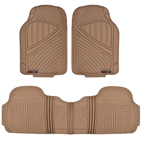 MotorTrend FlexTough Baseline - Heavy Duty Rubber Floor Mats, 100% Odorless & BPA Free (Beige)