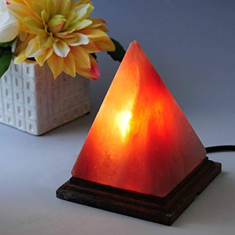 A-Star(TM) Natural Himalayian Salt Lamp - Wood Base with On and Off Switch/Dimmer - 5-7 Lbs Bulb with 6-8 Inches UL Electric Corded (Pyramid)