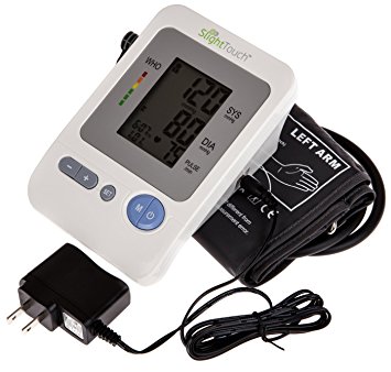 Slight Touch FDA Approved Fully Automatic Upper Arm Blood Pressure Monitor Large Cuff (11.8"-16.5") ST-402, with AC Adapter, Batteries and Case Included