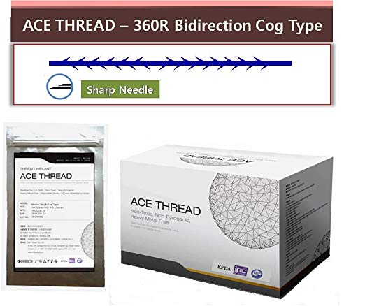 ACE PDO thread lift KOREA face/whole body - 360R Bidirection Cog Type / Sharp Needle (20pcs) (23G60)