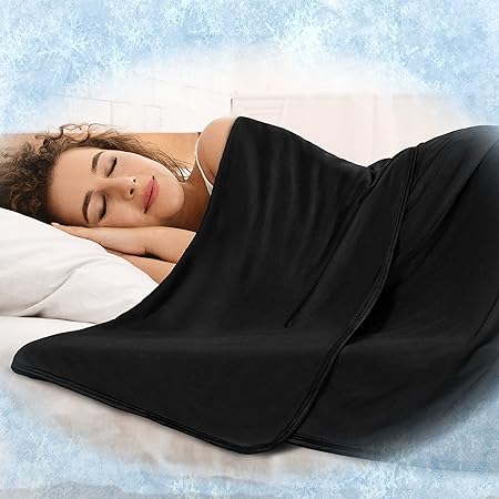 PAVILIA Cooling Blanket for Hot Sleepers, Lightweight Summer Blanket for Bed, Cooling Chill Throw Blanket for Night Sweats Absorb Heat for Adult Kid Baby on Warm Night, Black, 50x60 inch