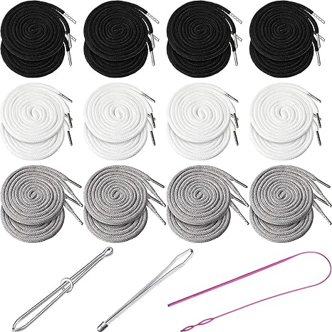24 Pieces 59 Inch Replacement Drawstring Cords Multicolor Universal Drawstring Replacement Clothing Drawstring 3 Pieces Flexible Drawstring Threaders Easy Threader Needle for Sweatpants Shorts Hoodies