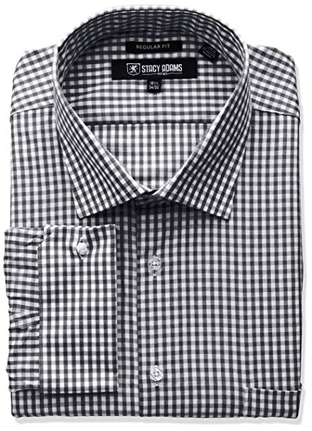 Stacy Adams Men's Big and Tall Gingham Check Dress Shirt