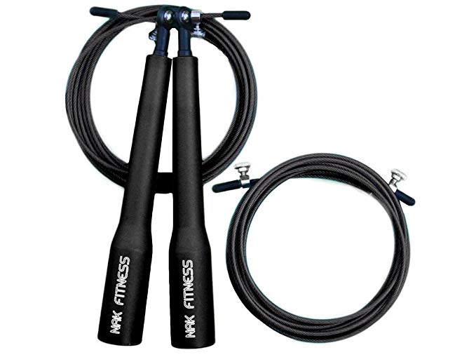 NAK Fitness Speed Jump Rope with super-fast high-grade metal bearings, best for Boxing, MMA and endurance fitness training with this speed cable rope.