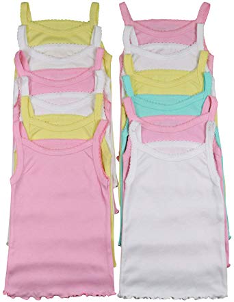 ToBeInStyle Girl's 4 Pack Ruffle Hem Spaghetti Strap Tank Tops