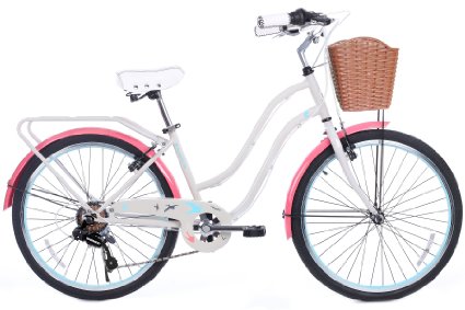 Gama Bikes Womens City Petite Step-Thru 6 Speed Shimano Teen Youth Hybrid Urban Cruiser Commuter Bicycle 24-inch wheels